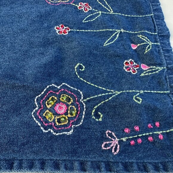 Jane Ashley Vintage 90s Denim Maxi Dress Plus 1X Floral Embroidery Cottagecore - Picture 7 of 12